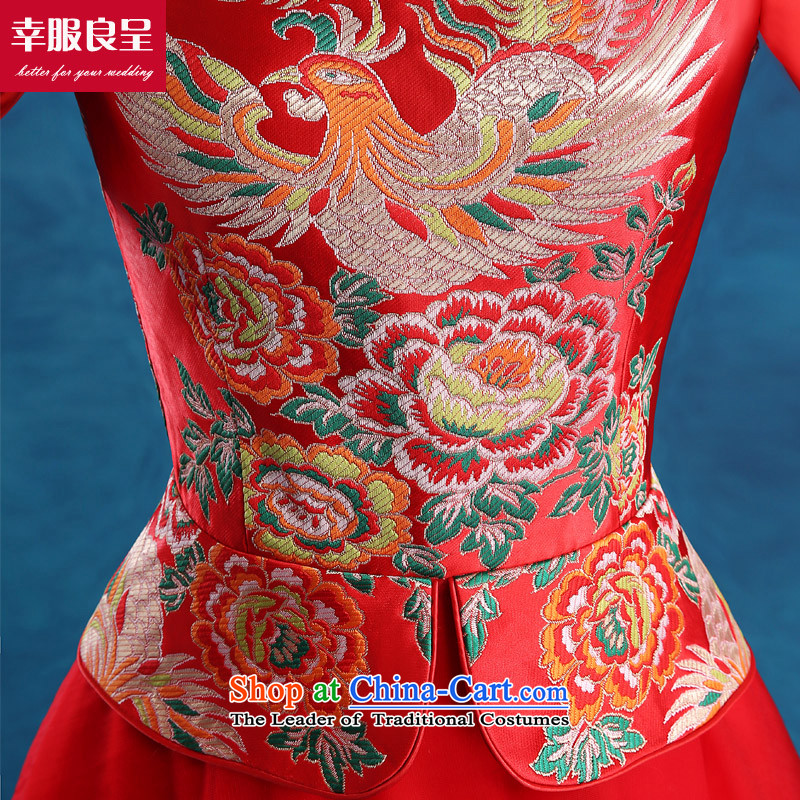 The privilege of serving-leung marriages qipao bows services 2015 new stylish wedding services Ms. Qiu red wedding gown of 9 M, the honor of serving the cuff-leung , , , shopping on the Internet