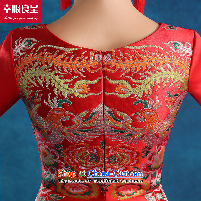 The privilege of serving-leung marriages qipao bows services 2015 new stylish wedding services Ms. Qiu red wedding gown of 9 M, the honor of serving the cuff-leung , , , shopping on the Internet