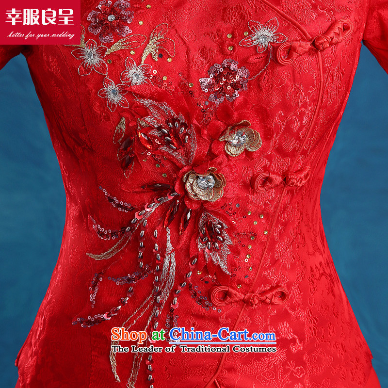 The privilege of serving-leung new 2015 autumn and winter bride bows wedding-dress uniform chinese red color ancient wedding dress long long-sleeved at +68 Million Head Ornaments 2XL, honor services-leung , , , shopping on the Internet