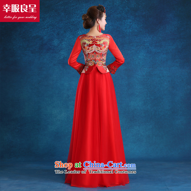 The privilege of serving good red bows Service Bridal wedding dress qipao autumn 2015 new stylish wedding gown costume long-sleeved at +68 Million Head Ornaments 2XL, honor services-leung , , , shopping on the Internet
