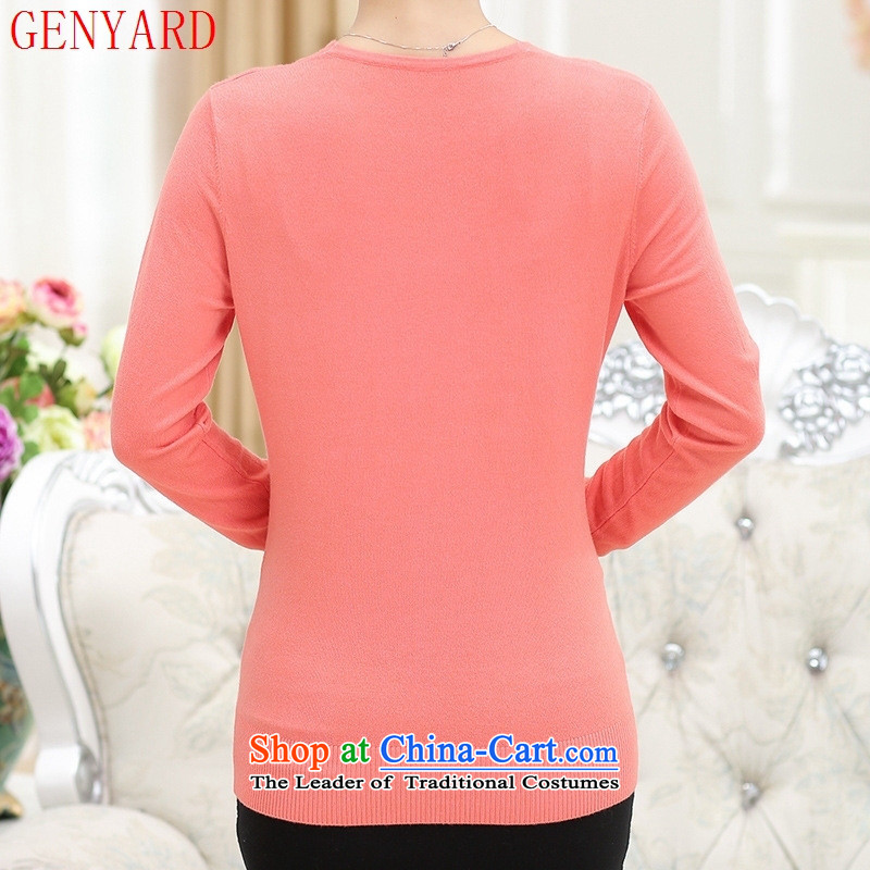The elderly in the mother load GENYARD2015 autumn new stylish V-Neck Diamond Knitted Shirt mother load Sau San and red 110,GENYARD,,, shopping on the Internet