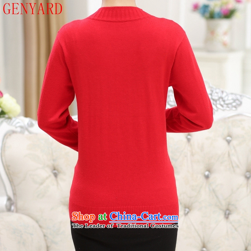 The elderly in the mother load GENYARD2015 autumn and winter new leisure round-neck collar kit and knitwear mother red 110,GENYARD,,, shopping on the Internet