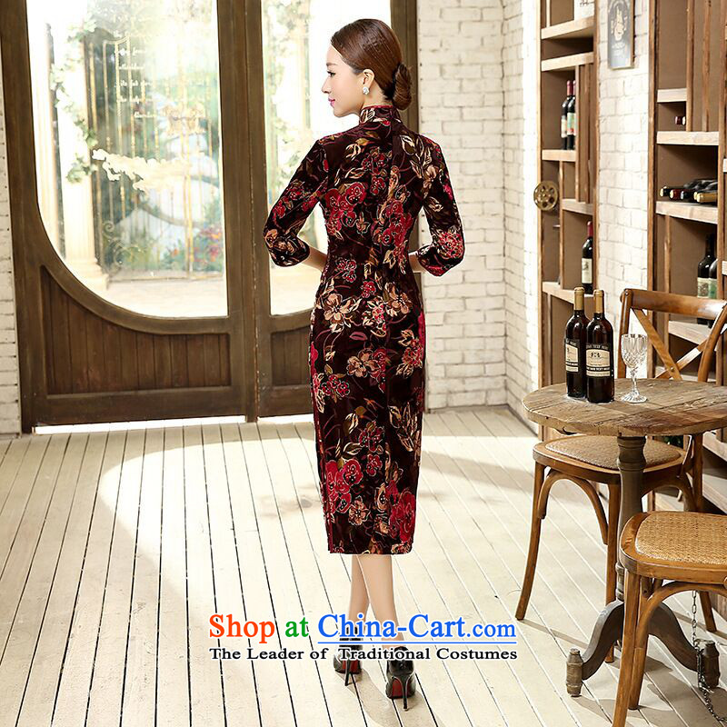 It fall inside the new president of Chinese water droplets Stretch Wool for the improvement in the medium to long term, cuff Sau San cheongsam dress figure color mosaic 3XL, shopping on the Internet has been pressed.