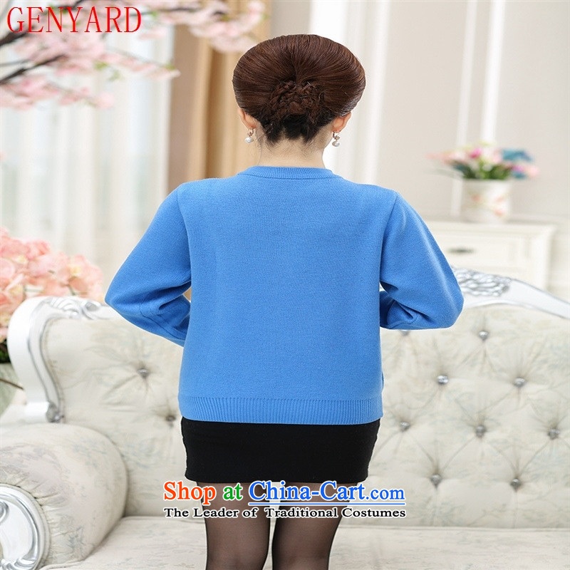 In the fall of the elderly GENYARD stylish solid color engraving mother knitted shirts mother blue 115,GENYARD,,, shopping on the Internet