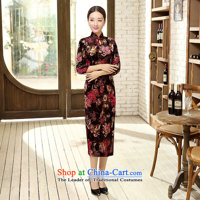 Dan Chu load new smoke, Chinese improved water droplets Stretch Wool for the medium to longer term, cuff Sau San cheongsam dress Figure?2XL color