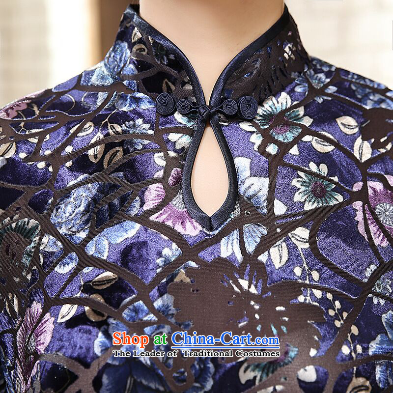  2015 Autumn smoke Dan Women's clothes Stretch Wool for cuff improved water droplets video in thin long cheongsam dress Figure Color S, Dan Smoke , , , shopping on the Internet