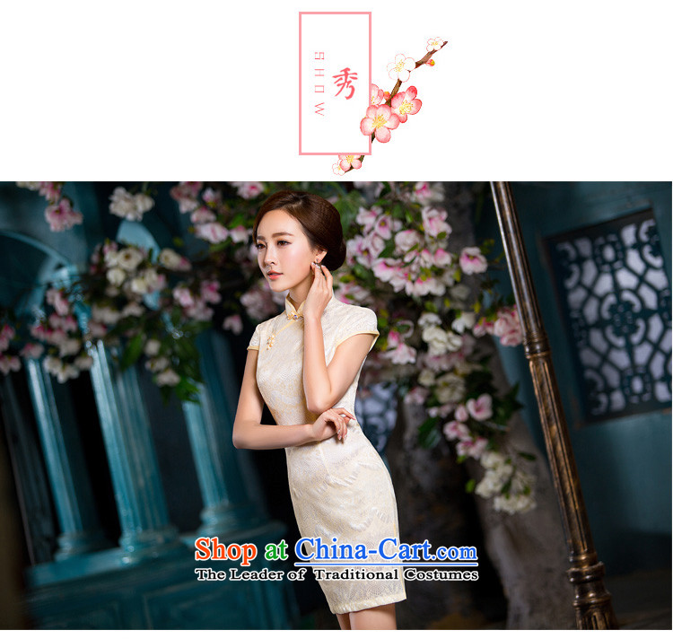 Time the  new 2015 Syria cheongsam Silk flower buds fabric stylish champagne color improved qipao fall short qipao Chinese Robes retro champagne color L picture, prices, brand platters! The elections are supplied in the national character of distribution, so action, buy now enjoy more preferential! As soon as possible.
