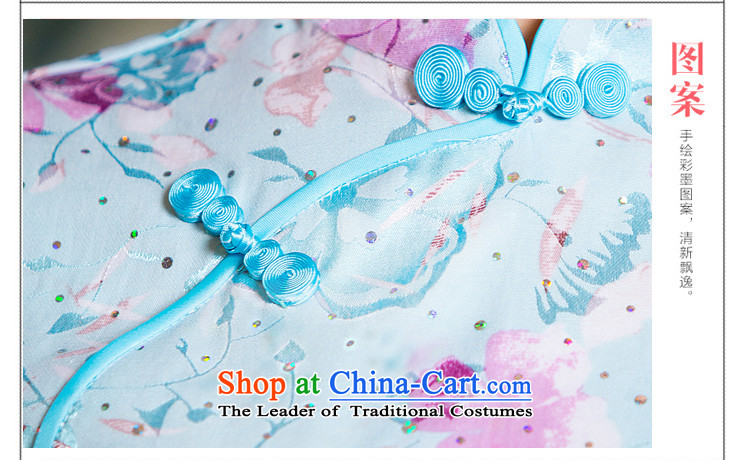 Time the new Syrian cheongsam dress ladies, blue floral improved Stylish retro thin of daily short of Qipao Female dress photo color pictures, prices, S brand platters! The elections are supplied in the national character of distribution, so action, buy now enjoy more preferential! As soon as possible.