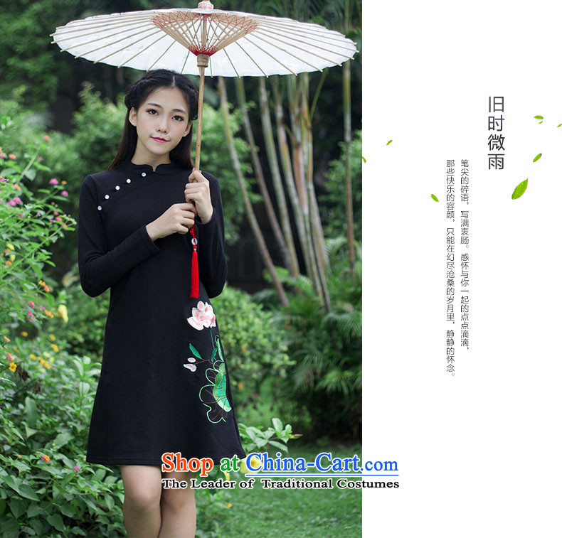 In accordance with the basis of embroidery butterfly retro national long-sleeved wind Sau San dresses autumn and winter, forming the improvement of women's clothes skirt cheongsam dress Black XL Photo, prices, brand platters! The elections are supplied in the national character of distribution, so action, buy now enjoy more preferential! As soon as possible.