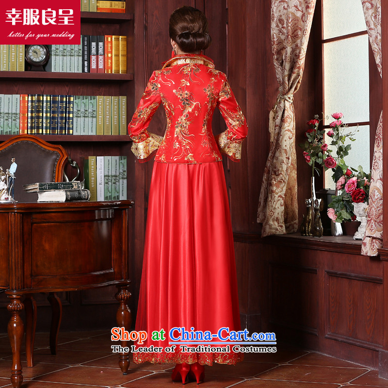 The privilege of serving the bride-leung wedding dress 2015 Sau Wo Service new services red Chinese qipao bows dress long ancient wedding dress 9 sleeve length dress 2XL, privilege service-leung , , , shopping on the Internet