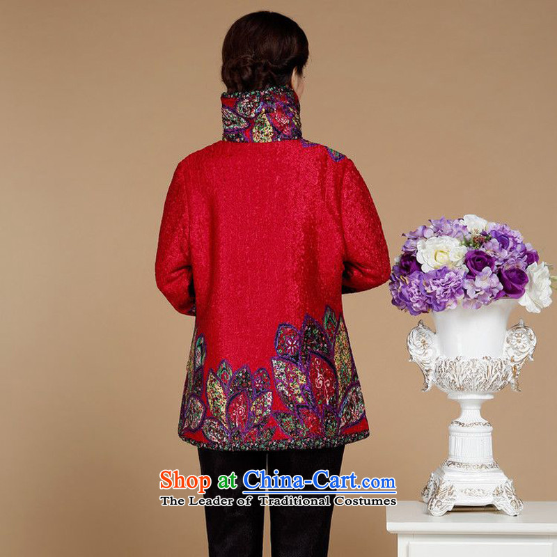 Forest narcissus autumn and winter 2015 on a new liberal larger creases wind in older mother add cotton thick winter jackets XYY-8519 qipao Tang in red (senlinshuixian XXXXL, forest narcissus) , , , shopping on the Internet