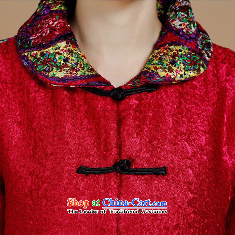 Forest narcissus autumn and winter 2015 on a new liberal larger creases wind in older mother add cotton thick winter jackets XYY-8519 qipao Tang in red (senlinshuixian XXXXL, forest narcissus) , , , shopping on the Internet