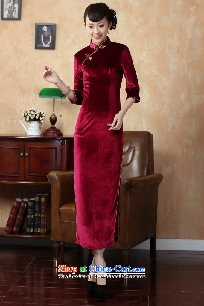 Hiv can be second autumn and winter new monolithic qipao 2015 new products is elegant and modern, video waist qipao adapter qipao wine red M picture, prices, brand platters! The elections are supplied in the national character of distribution, so action, buy now enjoy more preferential! As soon as possible.