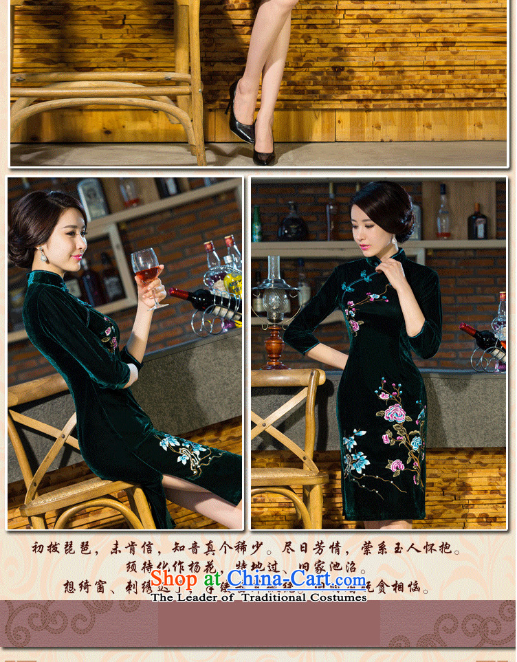 Ms Audrey Eu and childcare autumn and winter new moms with Kim scouring pads in 2015 skirt qipao sleeve length, improvement of nostalgia for the wedding dresses 9038# green XXXL stylish pictures, prices, brand platters! The elections are supplied in the national character of distribution, so action, buy now enjoy more preferential! As soon as possible.