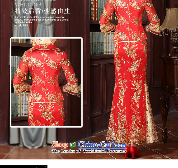 The privilege of serving good red bows to skirt the new 2015 cheongsam with Sau Wo Service Bridal Chinese wedding dress long wedding dress code of 7 large long-sleeved crowsfoot skirt 2XL Photo, prices, brand platters! The elections are supplied in the national character of distribution, so action, buy now enjoy more preferential! As soon as possible.