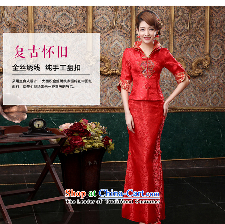 The privilege of serving the bride-leung qipao bows services wedding dress new 2015 autumn and winter retro long-sleeved Chinese wedding gown, long winter skirt M picture, prices, brand platters! The elections are supplied in the national character of distribution, so action, buy now enjoy more preferential! As soon as possible.