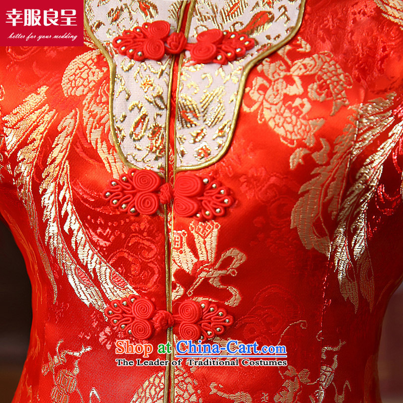 The privilege of serving the bride-leung qipao bows services wedding dress Chinese wedding dress 2015 Fall/Winter Collections of new long sleeve length of 9 to dress the privilege of serving-leung 4XL, shopping on the Internet has been pressed.