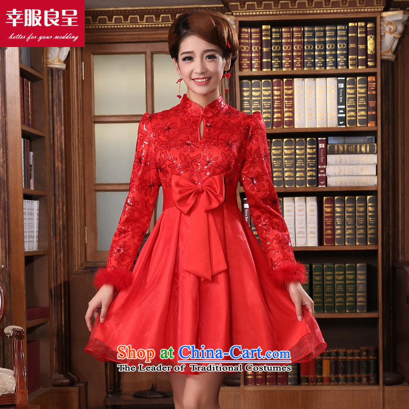 The privilege of serving the bride-leung bows to pregnant women Wedding Dress Short of Qipao 2015 Fall/Winter Collections of the new high-Lumbar winter) , L, a service-leung , , , shopping on the Internet