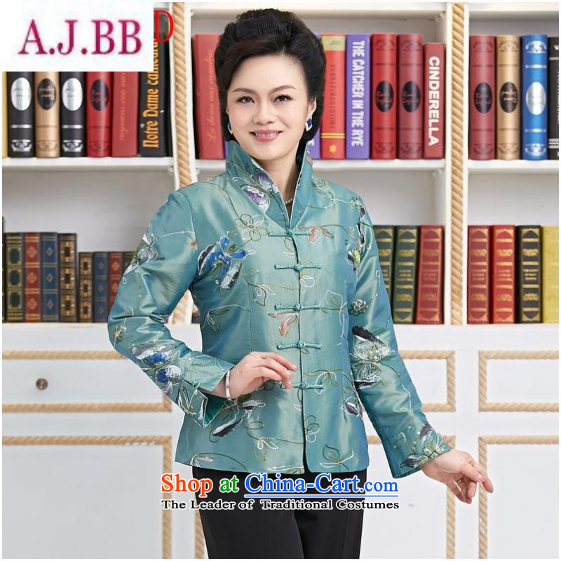 _ Ms. Elizabeth Dan Ni Tang dynasty during the spring and autumn mother improved Tang blouses green?XXL