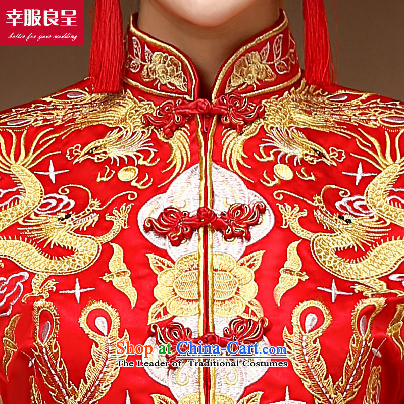 The privilege of serving the dragon-leung also use su Wo Service skirt bows service bridal dresses improved Chinese wedding dress red wedding dress female retro RED M honor services-leung , , , shopping on the Internet