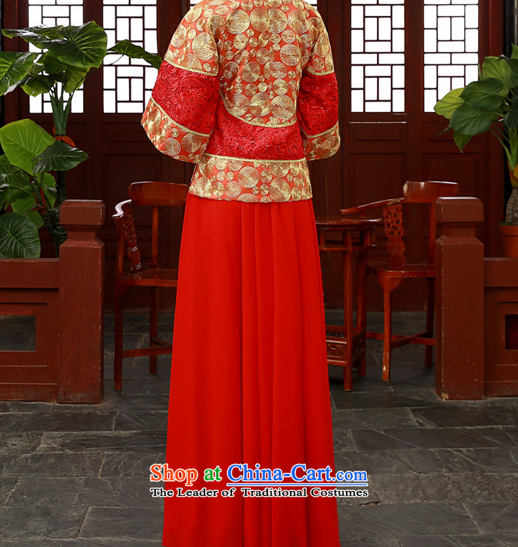 The privilege of serving-leung SOO Wo Service Service Chinese wedding gown bows wedding dress girl brides cheongsam long Tang Dynasty to the dragon use skirt use long-sleeved red M picture, prices, brand platters! The elections are supplied in the national character of distribution, so action, buy now enjoy more preferential! As soon as possible.
