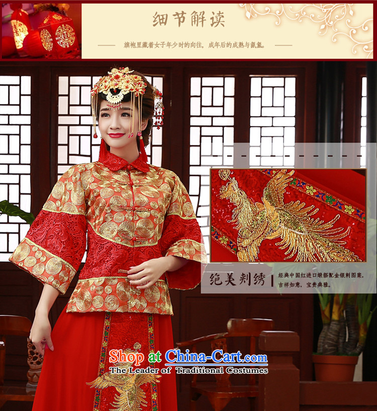 The privilege of serving-leung SOO Wo Service Service Chinese wedding gown bows wedding dress girl brides cheongsam long Tang Dynasty to the dragon use skirt use long-sleeved red M picture, prices, brand platters! The elections are supplied in the national character of distribution, so action, buy now enjoy more preferential! As soon as possible.