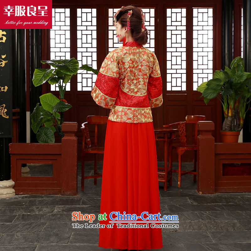 The privilege of serving-leung SOO Wo Service Service Chinese wedding gown bows wedding dress girl brides cheongsam long Tang Dynasty to the dragon use long-sleeved red M, use skirt the privilege of serving-leung , , , shopping on the Internet