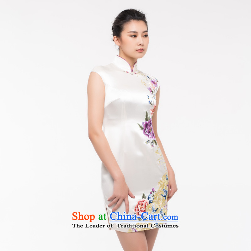 The Tang Dynasty outfits wood really improved cheongsam dress 2015 autumn and winter new stylish and elegant qipao embroidery Sau San dress 0907 XL, wooden really the cream , , , shopping on the Internet