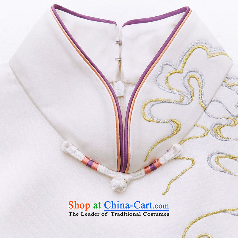 The Tang Dynasty outfits wood really improved cheongsam dress 2015 autumn and winter new stylish and elegant qipao embroidery Sau San dress 0907 XL, wooden really the cream , , , shopping on the Internet