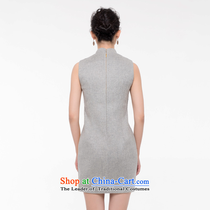 The nostalgia for the improvement of wood really double-side-wool cheongsam dress 2015 autumn and winter New Color Plane Collision Female dress Sau San 093007 Light Gray XL, Wood , , , a really shopping on the Internet