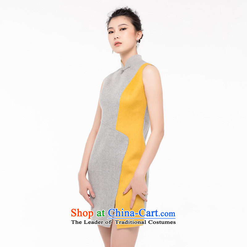 The nostalgia for the improvement of wood really double-side-wool cheongsam dress 2015 autumn and winter New Color Plane Collision Female dress Sau San 093007 Light Gray XL, Wood , , , a really shopping on the Internet