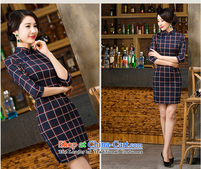 Aumain Ting autumn replacing pure cotton qipao 2015 New Pure Cotton qipao republic of korea wind load children arts improved Stylish retro short of Sau San wine red checkered picture of M, prices, brand platters! The elections are supplied in the national character of distribution, so action, buy now enjoy more preferential! As soon as possible.