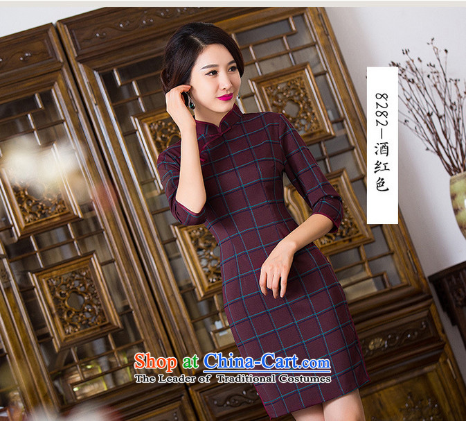 Aumain Ting autumn replacing pure cotton qipao 2015 New Pure Cotton qipao republic of korea wind load children arts improved Stylish retro short of Sau San wine red checkered picture of M, prices, brand platters! The elections are supplied in the national character of distribution, so action, buy now enjoy more preferential! As soon as possible.