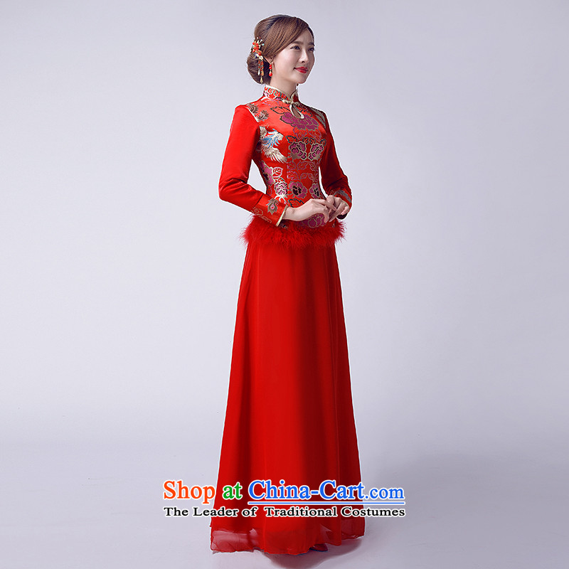 However, the new 2015 service for winter red Chinese cheongsam dress retro Bridal Suite plus cotton long-sleeved evening embroidery classical Chinese qipao improved wedding gown bride red S picture, prices, brand platters! The elections are supplied in the national character of distribution, so action, buy now enjoy more preferential! As soon as possible.