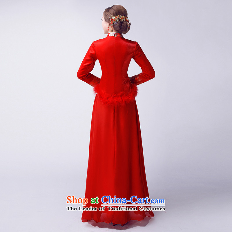 However, the new 2015 service for winter red Chinese cheongsam dress retro Bridal Suite plus cotton long-sleeved evening embroidery classical Chinese qipao improved wedding gown , red brides of China according to the , , , Love shopping on the Internet