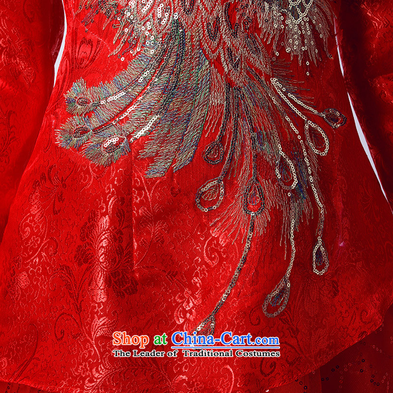 Toasting champagne marriage services 2015 new bride short of winter cheongsam dress red plus improved long-sleeved cotton Retro night decorated in video bride thin collar Chinese wedding dress Red M4 China in accordance with , , , Love shopping on the Int