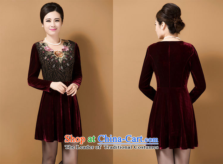 Genyard autumn and winter in older women's Kim velvet new moms spend in embroidery long large wine red 3XL Sau San skirt picture, prices, brand platters! The elections are supplied in the national character of distribution, so action, buy now enjoy more preferential! As soon as possible.