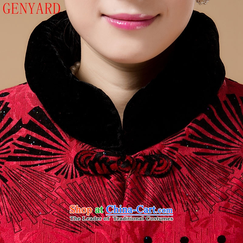In the number of older women's GENYARD Tang dynasty cotton swab to replace the Autumn and Winter Sweater mother coat robe grandma load increase to red 2XL,GENYARD,,, shopping on the Internet