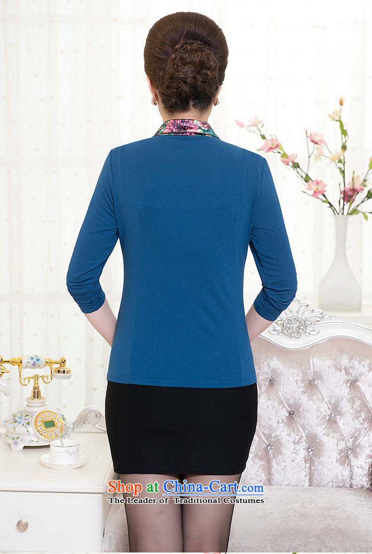 Load New GENYARD autumn large middle-aged female shirt mother code installed in the number of older women's long-sleeved T-shirt with blue 4XL Photo, prices, brand platters! The elections are supplied in the national character of distribution, so action, buy now enjoy more preferential! As soon as possible.