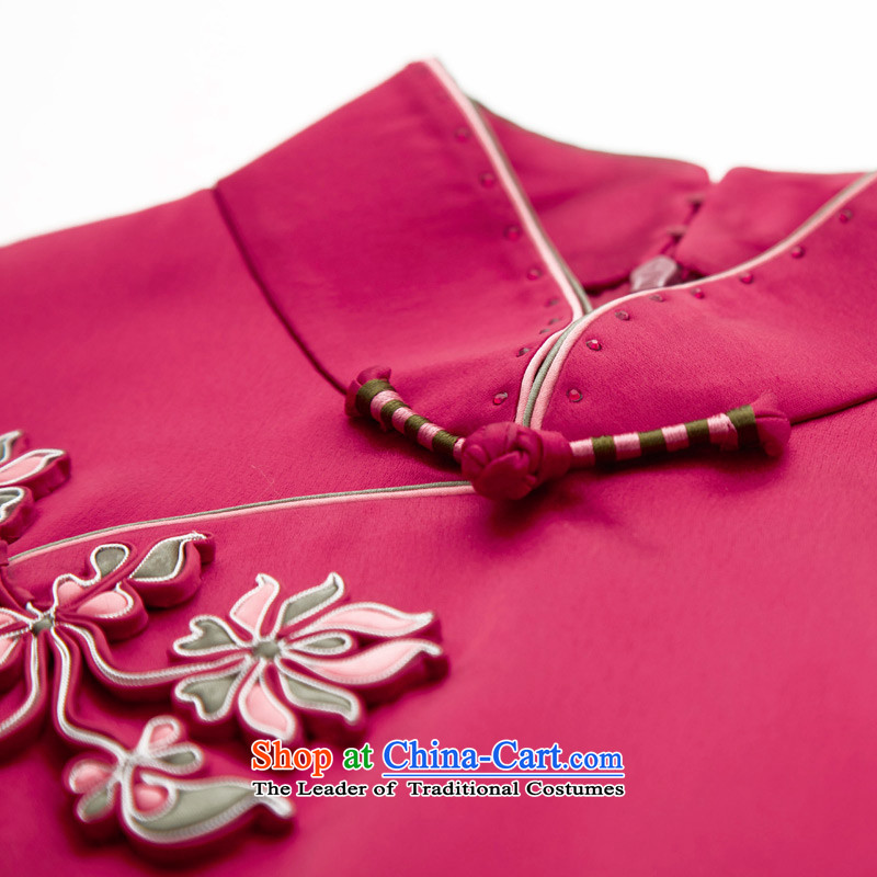 Wood, an improved cheongsam dress really 2015 autumn and winter new decorated in antique qipao Tang China wind women 0823 04 Magenta XL, wooden really a , , , shopping on the Internet