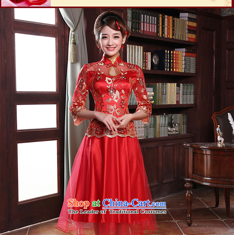The privilege of serving the bride-leung cheongsam red Chinese wedding dress bows services improved short of the wedding dress autumn and winter in the lift mast cuff) + model with 26 Head Ornaments M picture, prices, brand platters! The elections are supplied in the national character of distribution, so action, buy now enjoy more preferential! As soon as possible.