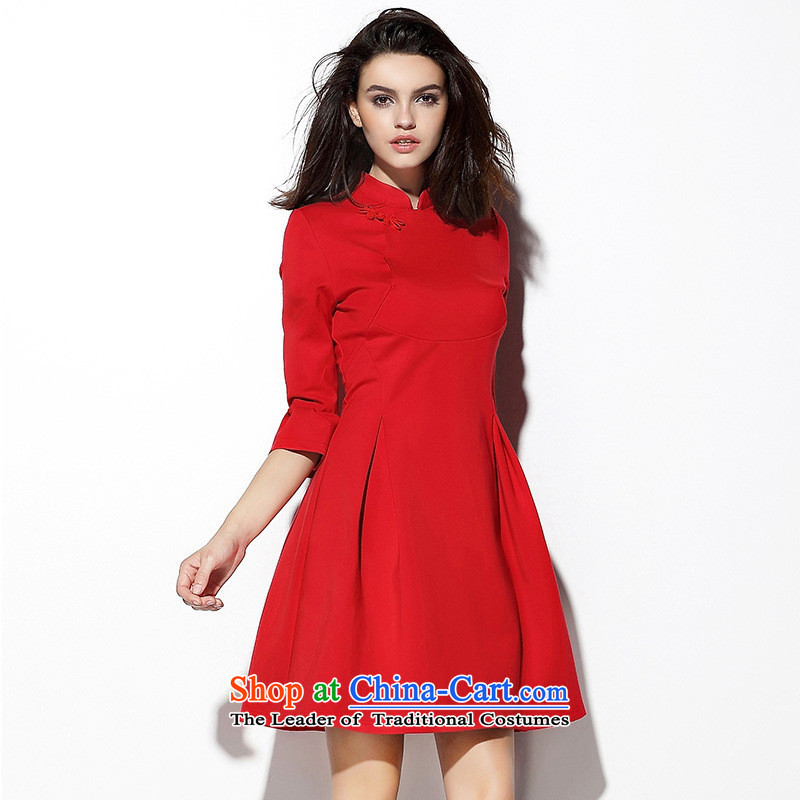 Install the latest Autumn 2015 Hami, qipao disc detained stitching like Susy Nagle bon bon princess collar Sau San dresses red dress bows services red L