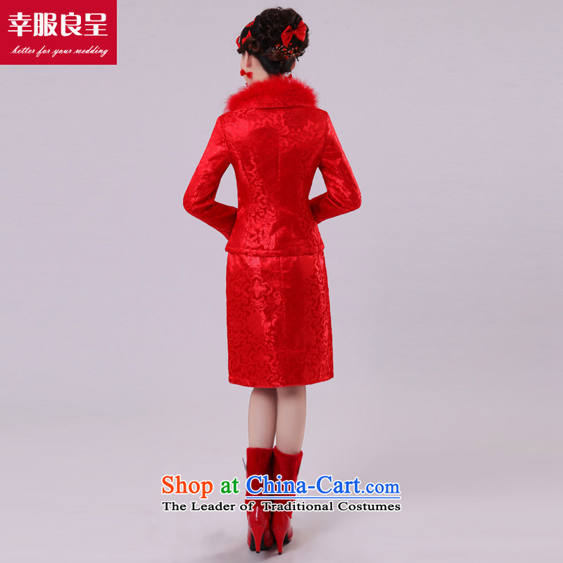 The privilege of serving-leung bows Service Bridal cheongsam dress autumn and winter, Red Chinese wedding dress short of the lift mast to female red winter) XL-44, serving a service-leung , , , shopping on the Internet