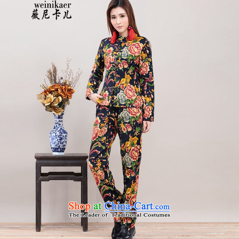 Ms Audrey Eu and childcare autumn and winter new stylish ethnic Chinese Wind Mudan stamp tray clip jacket + Leisure pants and two piece kit plus lint-free package 8058# red XL, Ms Audrey Eu and childcare (weinikaer) , , , shopping on the Internet