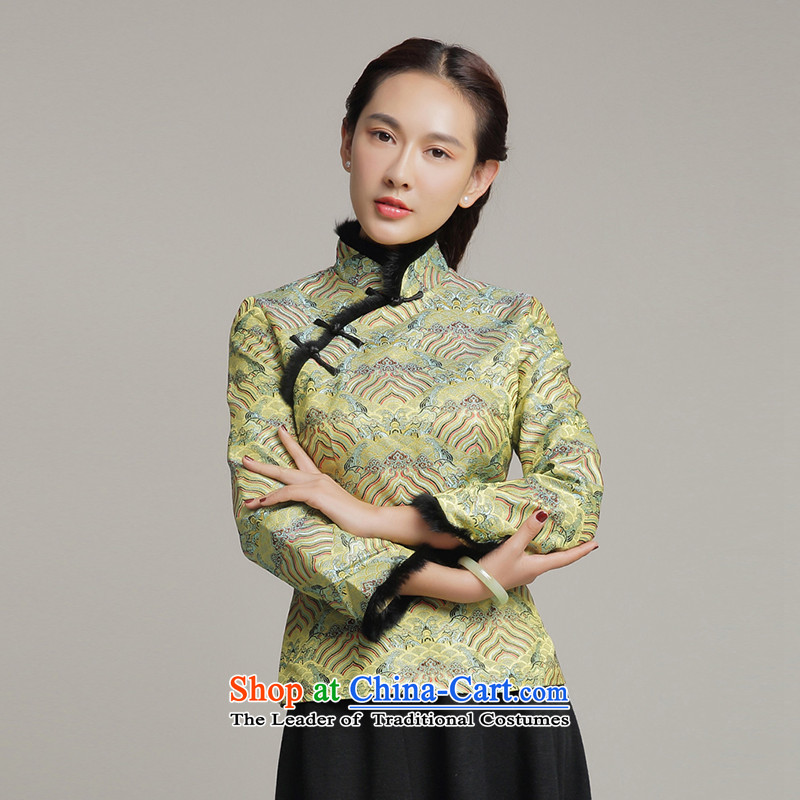 Bong-migratory 7475 2015 autumn and winter new Tang blouses, long-sleeved folder cotton Tang dynasty small dark green DQ15254 load mother coat XXL, Bong-migratory 7475 , , , shopping on the Internet