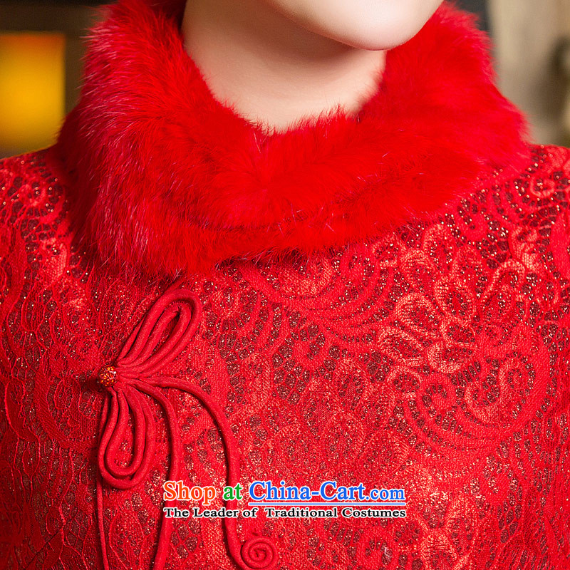 Eason Chan point cheongsam dress 2015 new winter clothing Tang Dynasty Chinese red collar dress bride with gross wedding dress uniform red XXL, bows Eason Chan point , , , shopping on the Internet