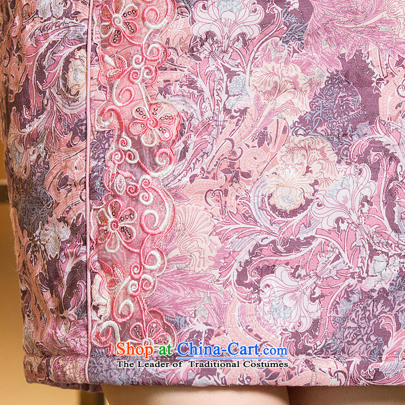 Eason Chan point cheongsam dress 2015 new winter clothing improved stylish saika thick cotton short of the Sau San folder graphics thin female pink dresses , L, Eason Chan point , , , shopping on the Internet