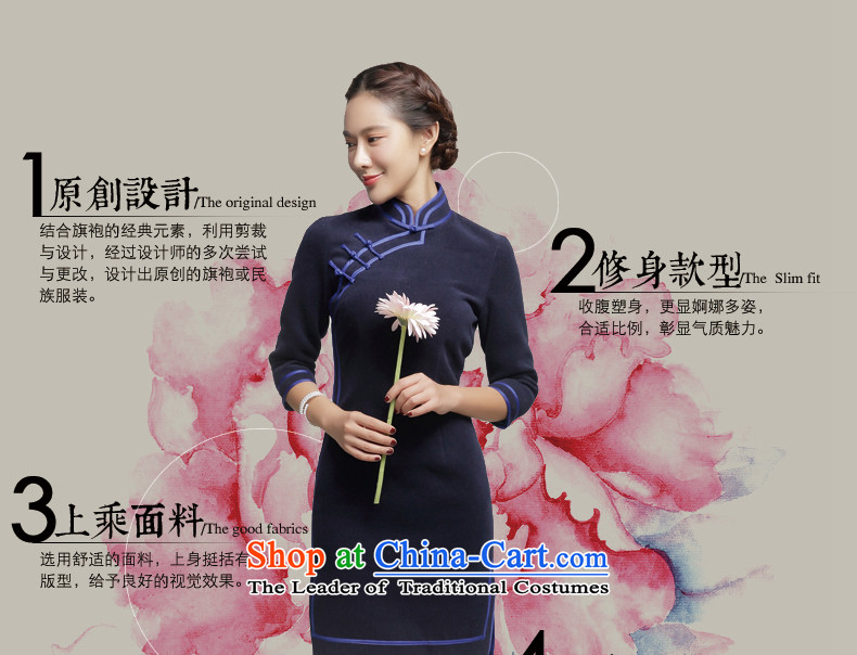 Bong-migratory 7475 2015 autumn and winter new gross? the daily life of Qipao long-sleeved thick gross qipao gown skirt DQ15258? deep blue XL Photo, prices, brand platters! The elections are supplied in the national character of distribution, so action, buy now enjoy more preferential! As soon as possible.