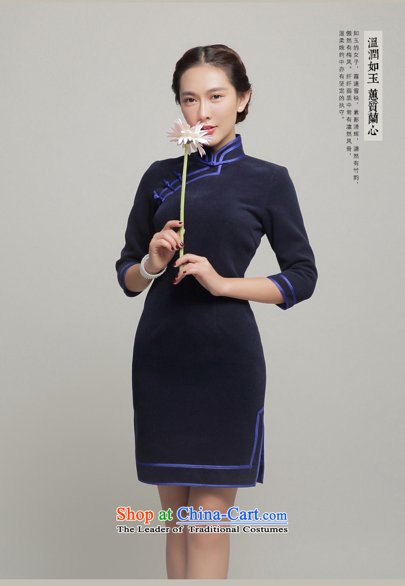 Bong-migratory 7475 2015 autumn and winter new gross? the daily life of Qipao long-sleeved thick gross qipao gown skirt DQ15258? deep blue XL Photo, prices, brand platters! The elections are supplied in the national character of distribution, so action, buy now enjoy more preferential! As soon as possible.