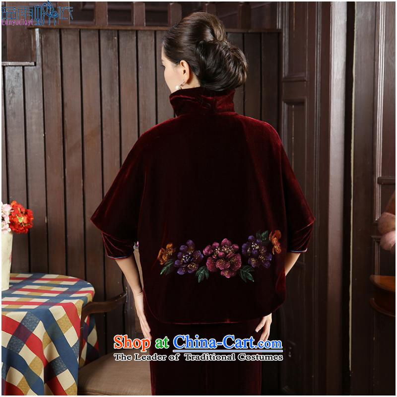 2015 with velvet shawl Tang dynasty and contemptuous of Mudan frock coat shirt with improved cheongsam, FZ XXL, blue blue rain butterfly according to , , , shopping on the Internet